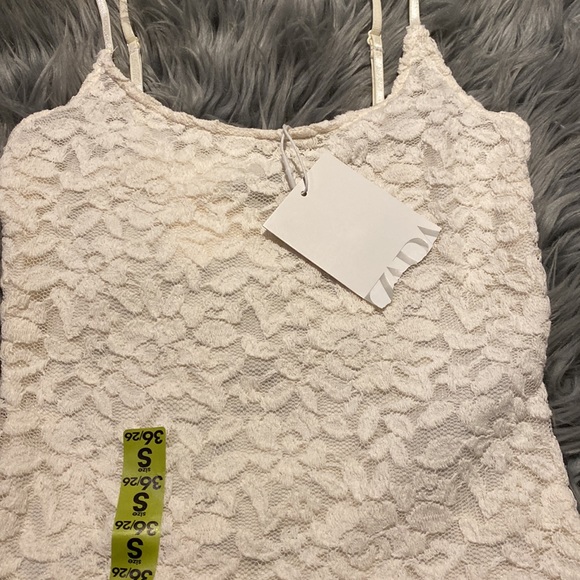 Zara White Lace Bodysuit Women’s Size Small NWT Adjustable Straps Sheer - Picture 2 of 9
